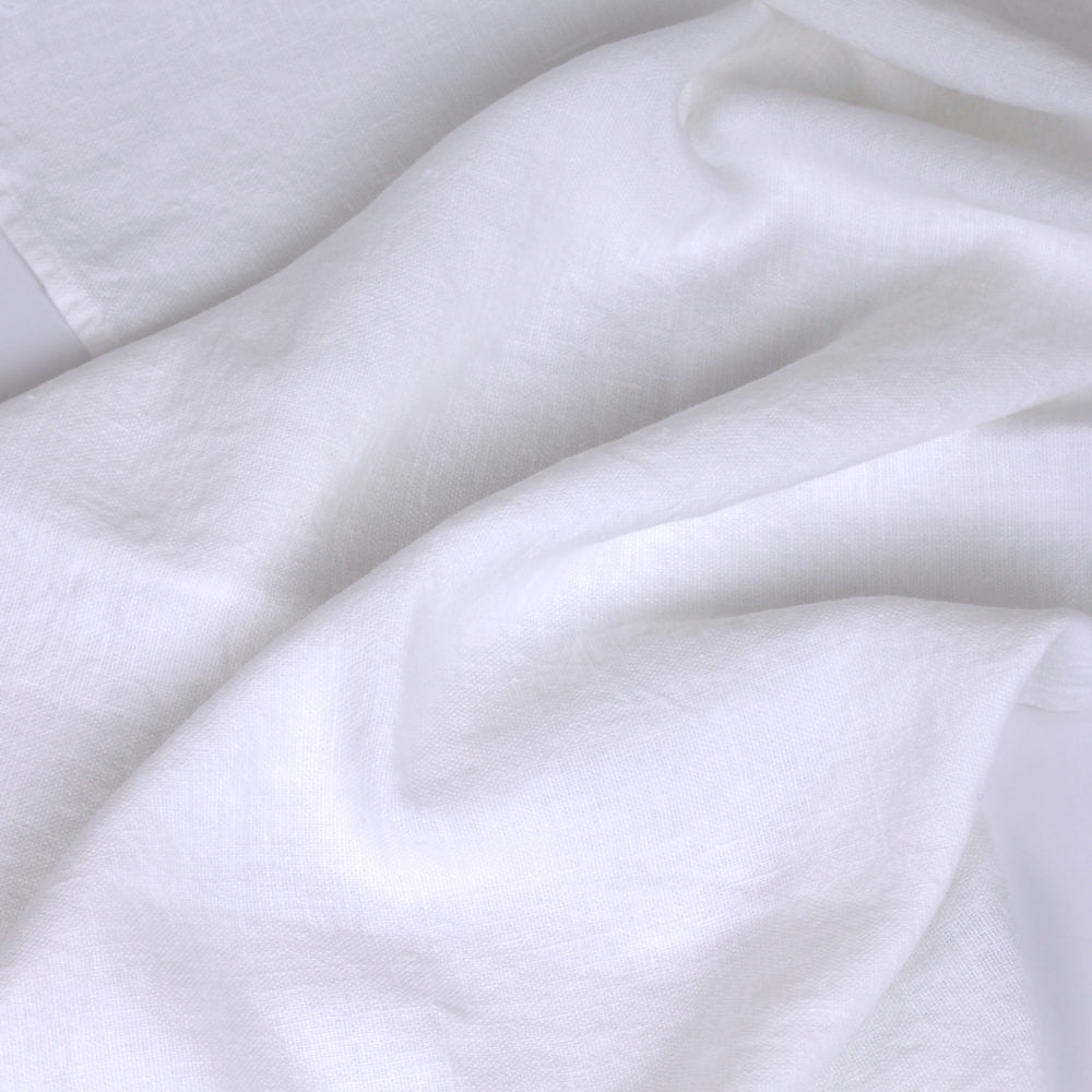 Linen Hand Towel - Stonewashed - Optic White with Frayed Edges - Luxury Thick Linen