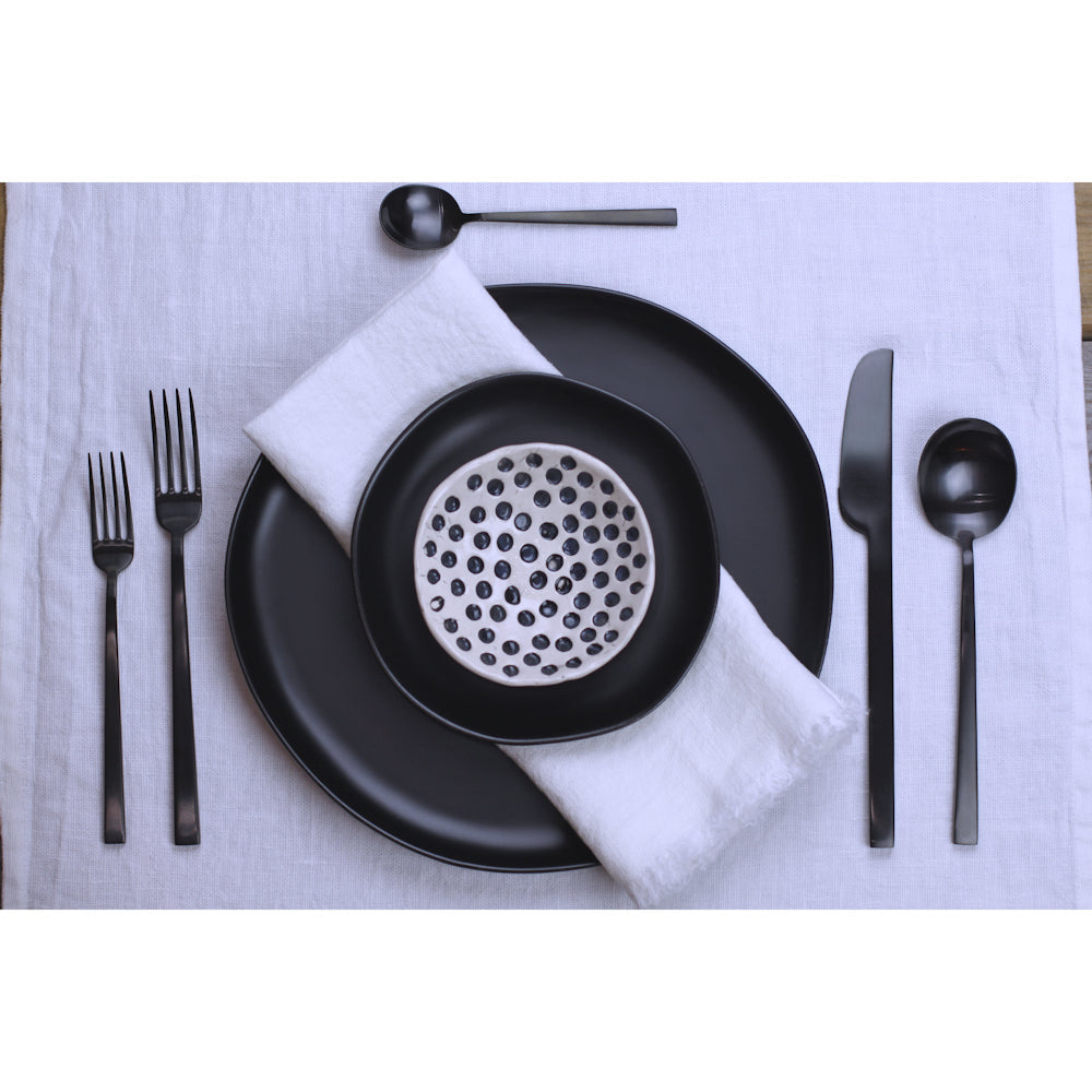 Linen Table Runner - Stonewashed - White with Frayed Edges - Luxury Thick Linen