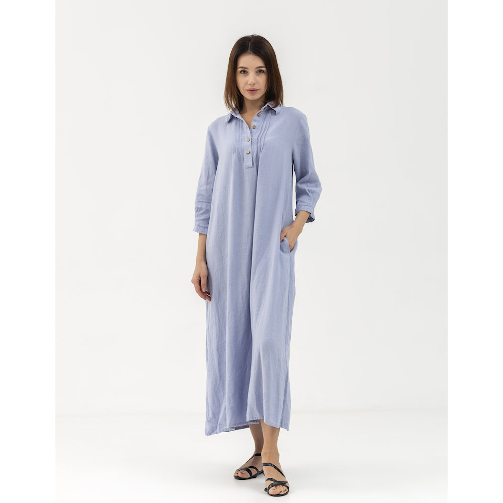 Linen Dress Laura - Lavender - Stonewashed - Luxury Medium Thick Linen