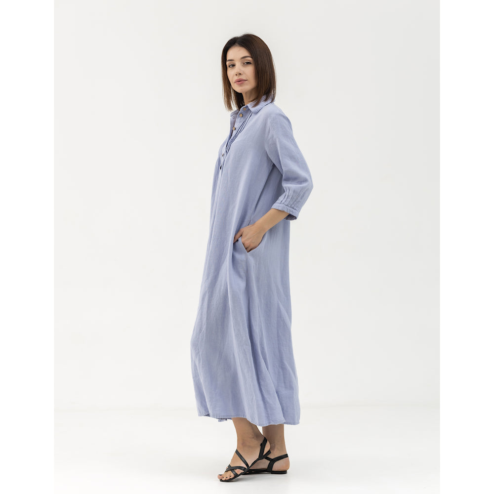 Linen Dress Laura - Lavender - Stonewashed - Luxury Medium Thick Linen