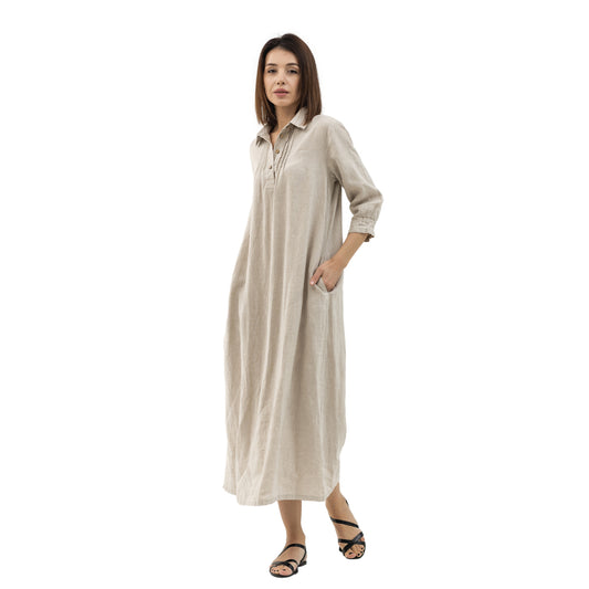 Linen Dress Laura - Light Natural - Stonewashed - Luxury Medium Thick Linen