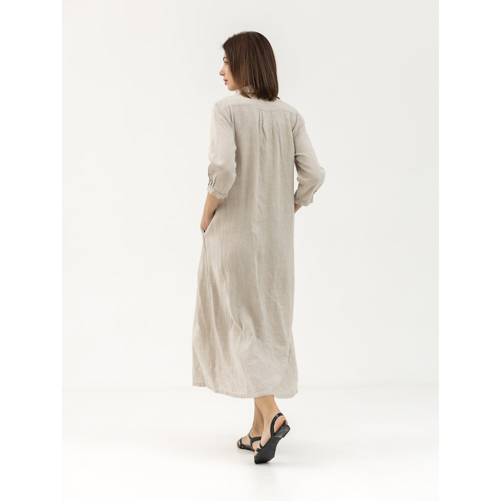 Linen Dress Laura - Light Natural - Stonewashed - Luxury Medium Thick Linen