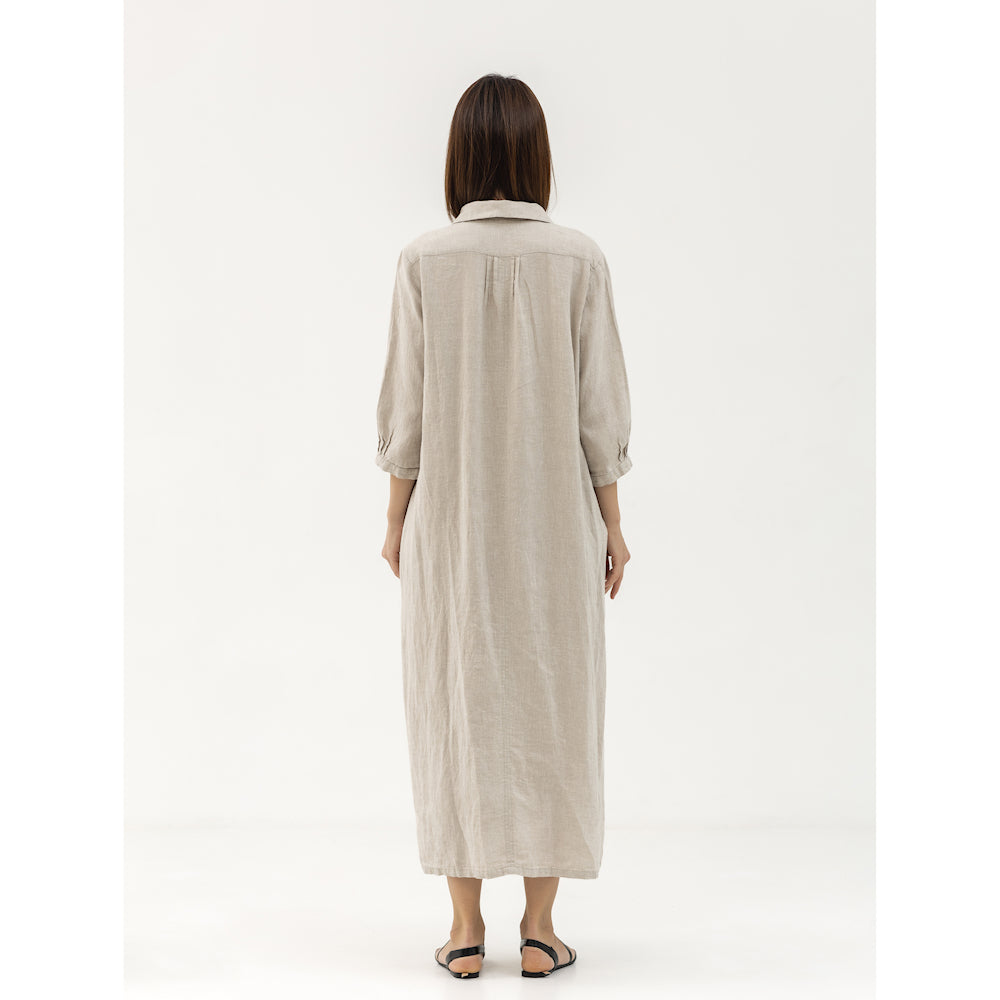 Linen Dress Laura - Light Natural - Stonewashed - Luxury Medium Thick Linen