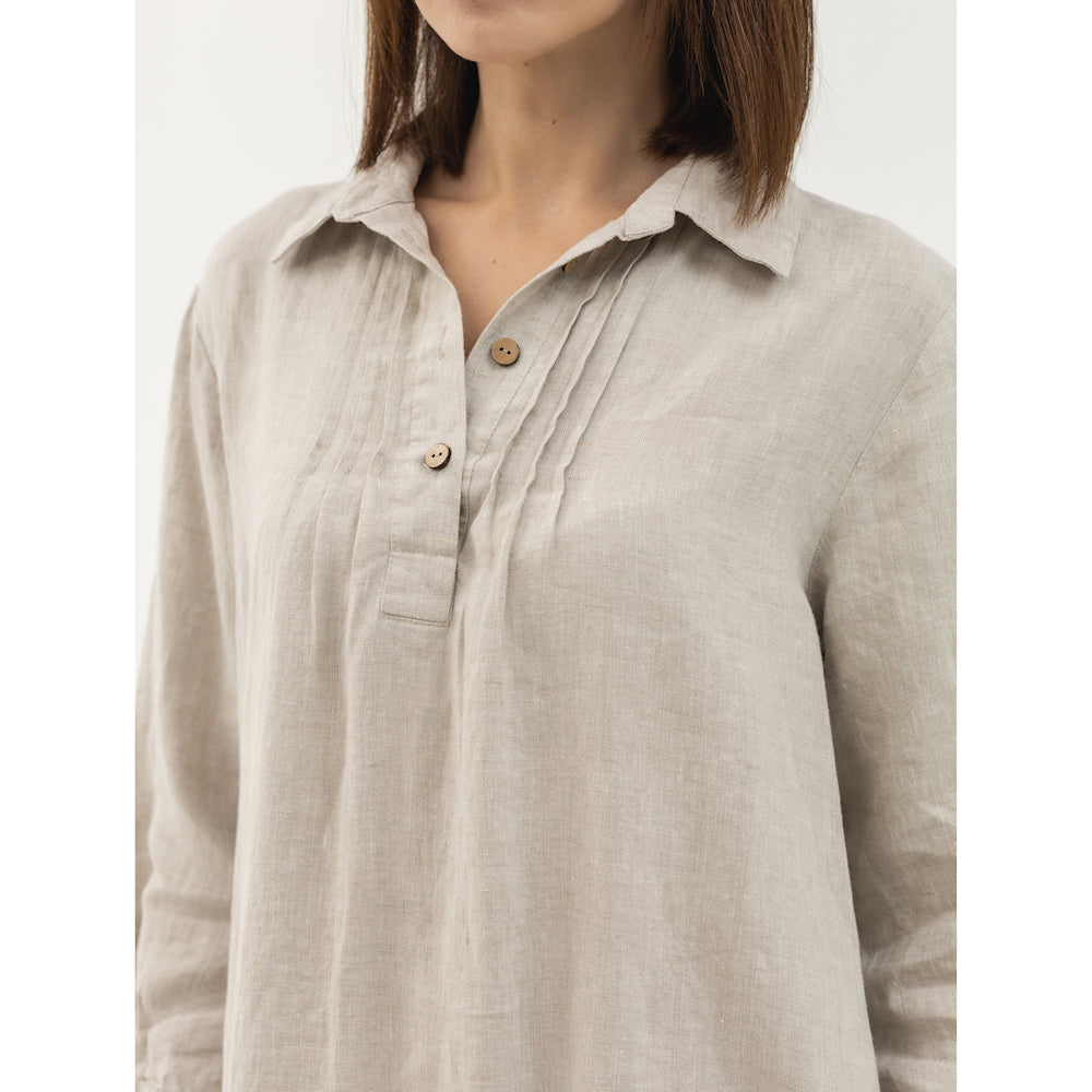 Linen Dress Laura - Light Natural - Stonewashed - Luxury Medium Thick Linen