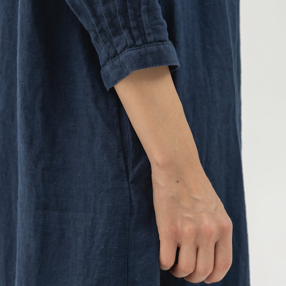 Linen Dress Laura - Navy Blue - Stonewashed - Luxury Medium Thick Linen