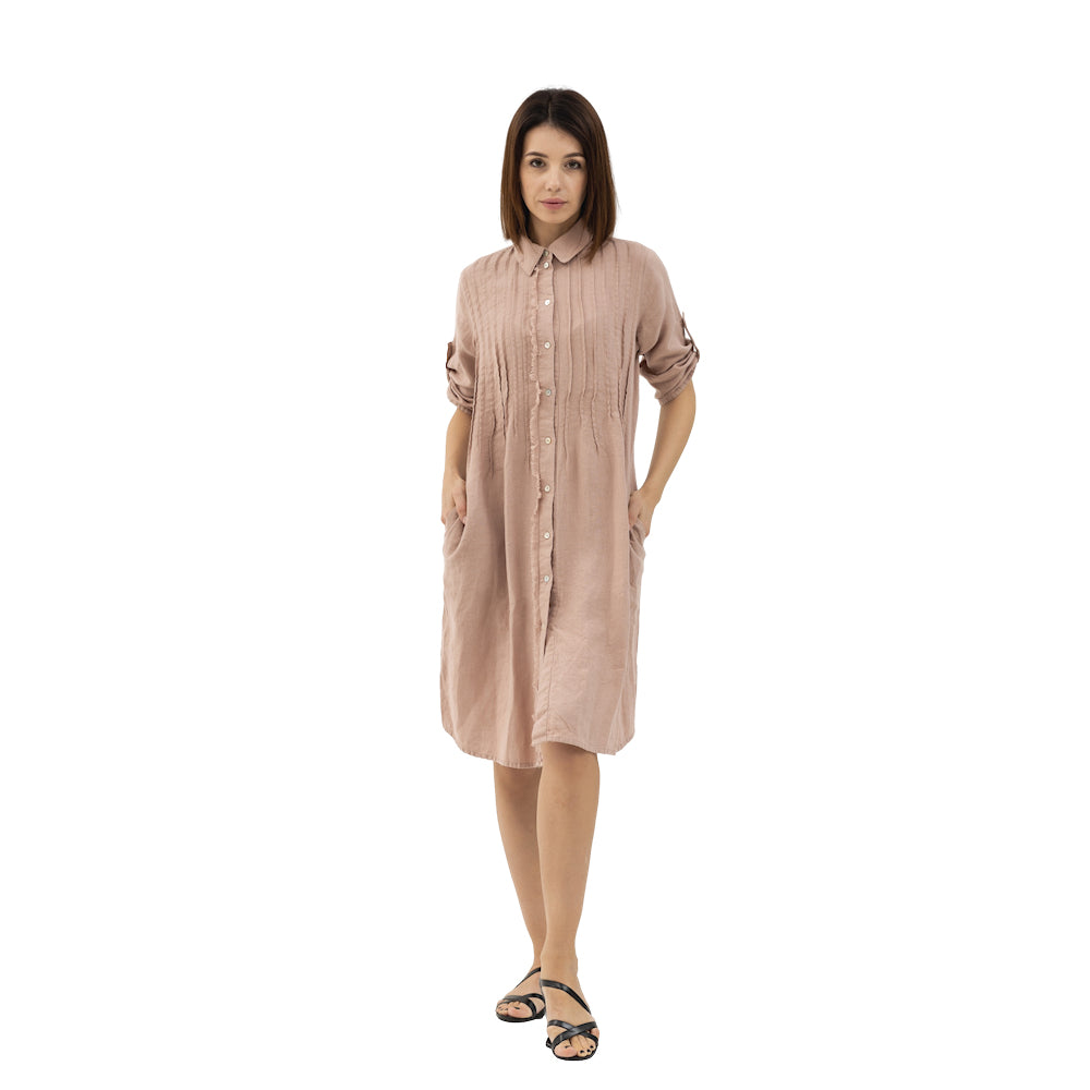 Dress Liviana - Dusty Rose - Stonewashed - Luxury Medium Thick Linen