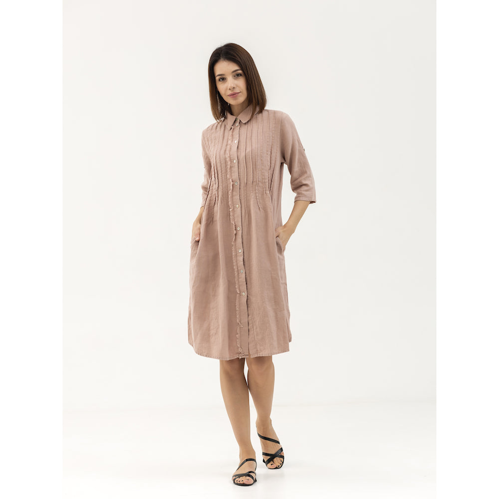 Dress Liviana - Dusty Rose - Stonewashed - Luxury Medium Thick Linen