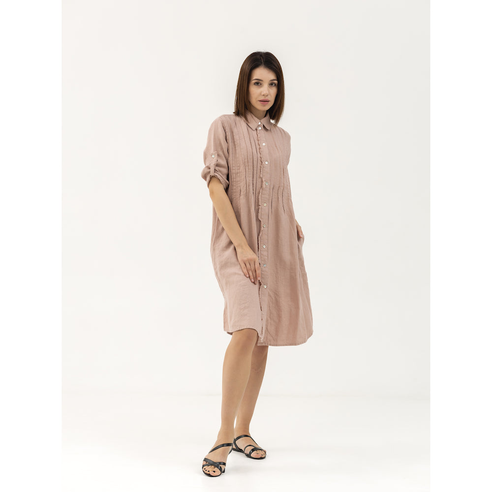 Dress Liviana - Dusty Rose - Stonewashed - Luxury Medium Thick Linen