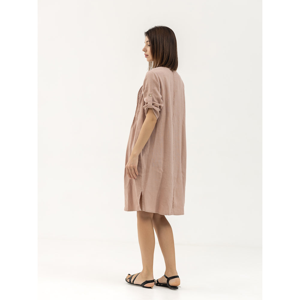 Dress Liviana - Dusty Rose - Stonewashed - Luxury Medium Thick Linen