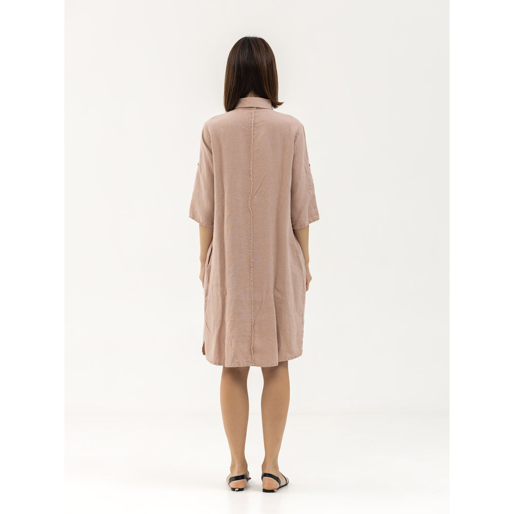 Dress Liviana - Dusty Rose - Stonewashed - Luxury Medium Thick Linen