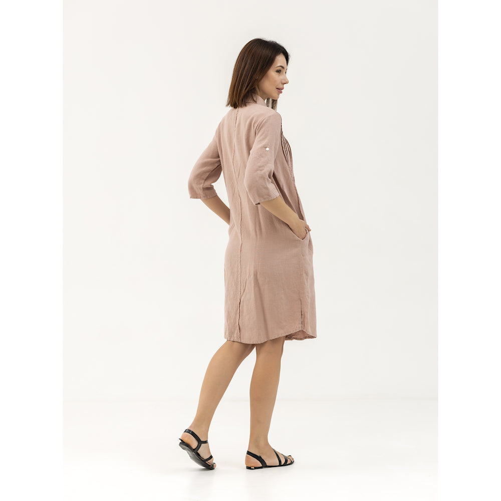 Dress Liviana - Dusty Rose - Stonewashed - Luxury Medium Thick Linen