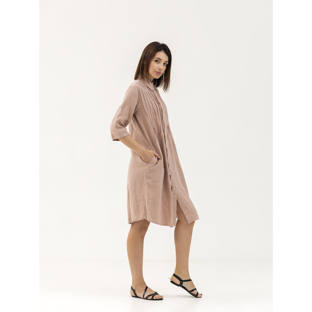 Dress Liviana - Dusty Rose - Stonewashed - Luxury Medium Thick Linen