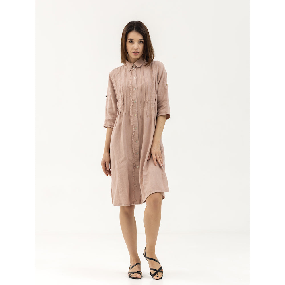 Dress Liviana - Dusty Rose - Stonewashed - Luxury Medium Thick Linen