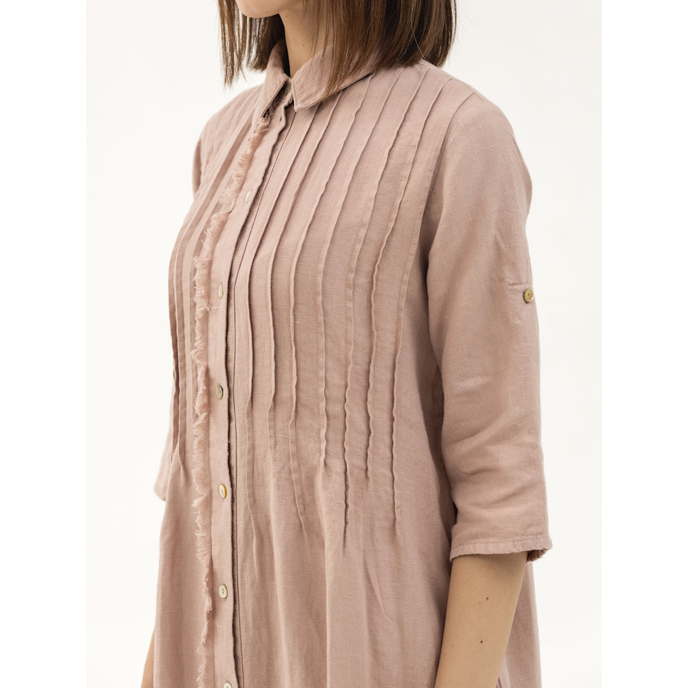 Dress Liviana - Dusty Rose - Stonewashed - Luxury Medium Thick Linen