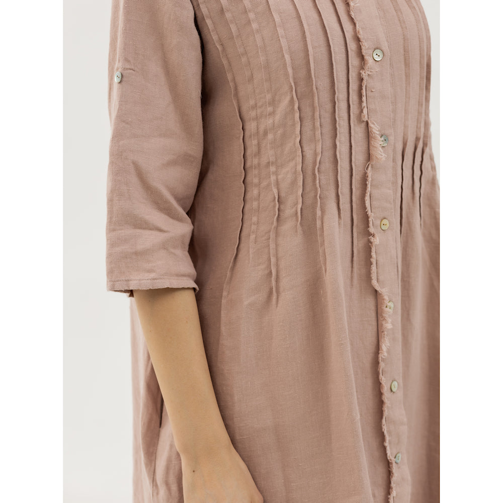 Dress Liviana - Dusty Rose - Stonewashed - Luxury Medium Thick Linen