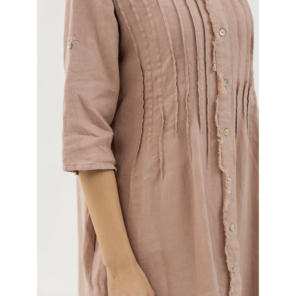 Dress Liviana - Dusty Rose - Stonewashed - Luxury Medium Thick Linen