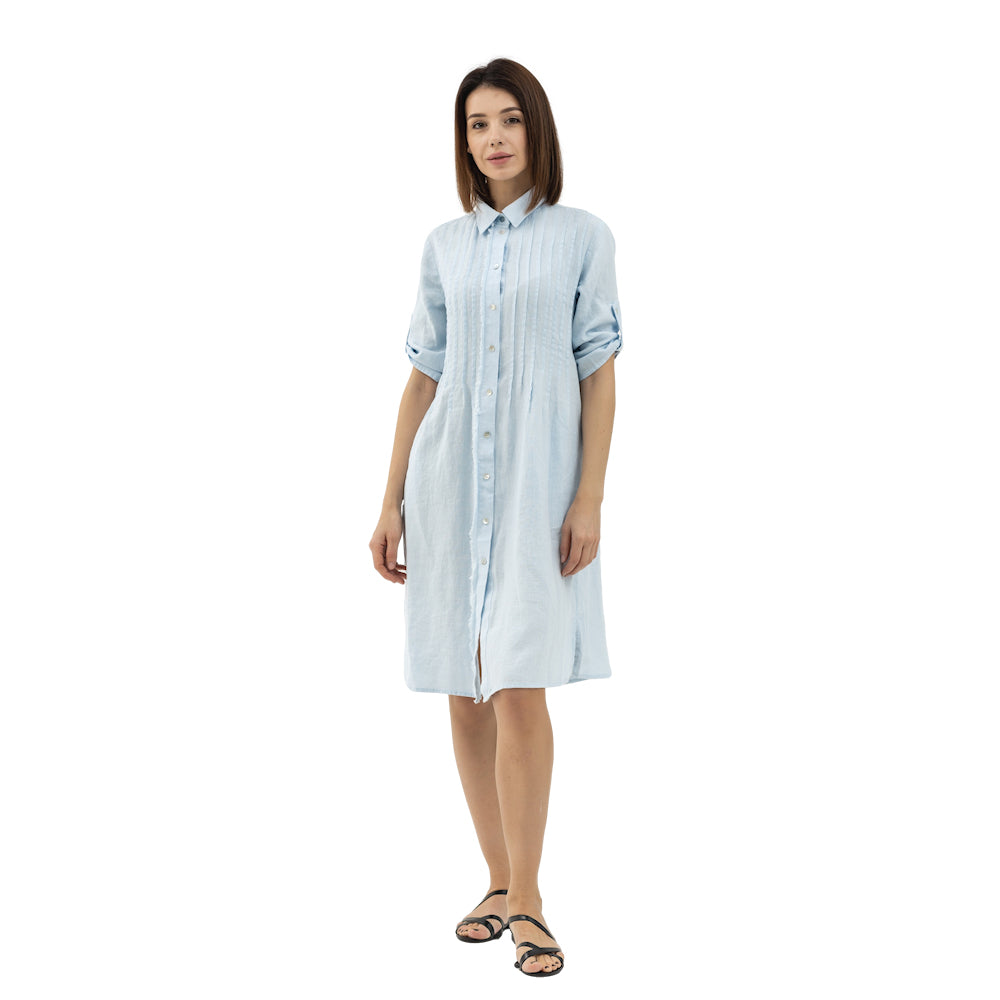 Dress Liviana - Light Blue - Stonewashed - Luxury Medium Thick Linen