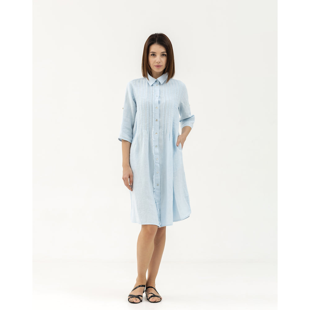 Dress Liviana - Light Blue - Stonewashed - Luxury Medium Thick Linen