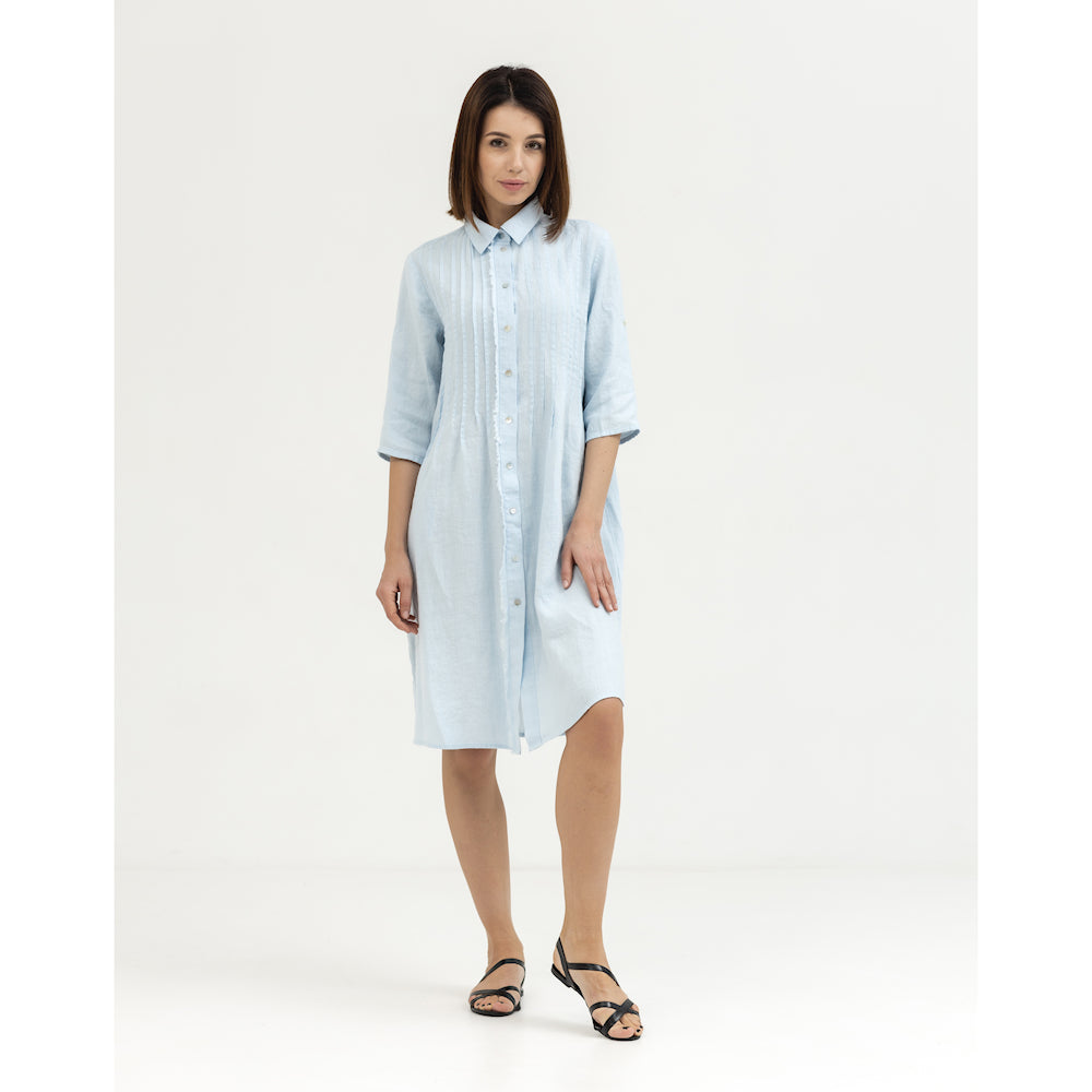Dress Liviana - Light Blue - Stonewashed - Luxury Medium Thick Linen