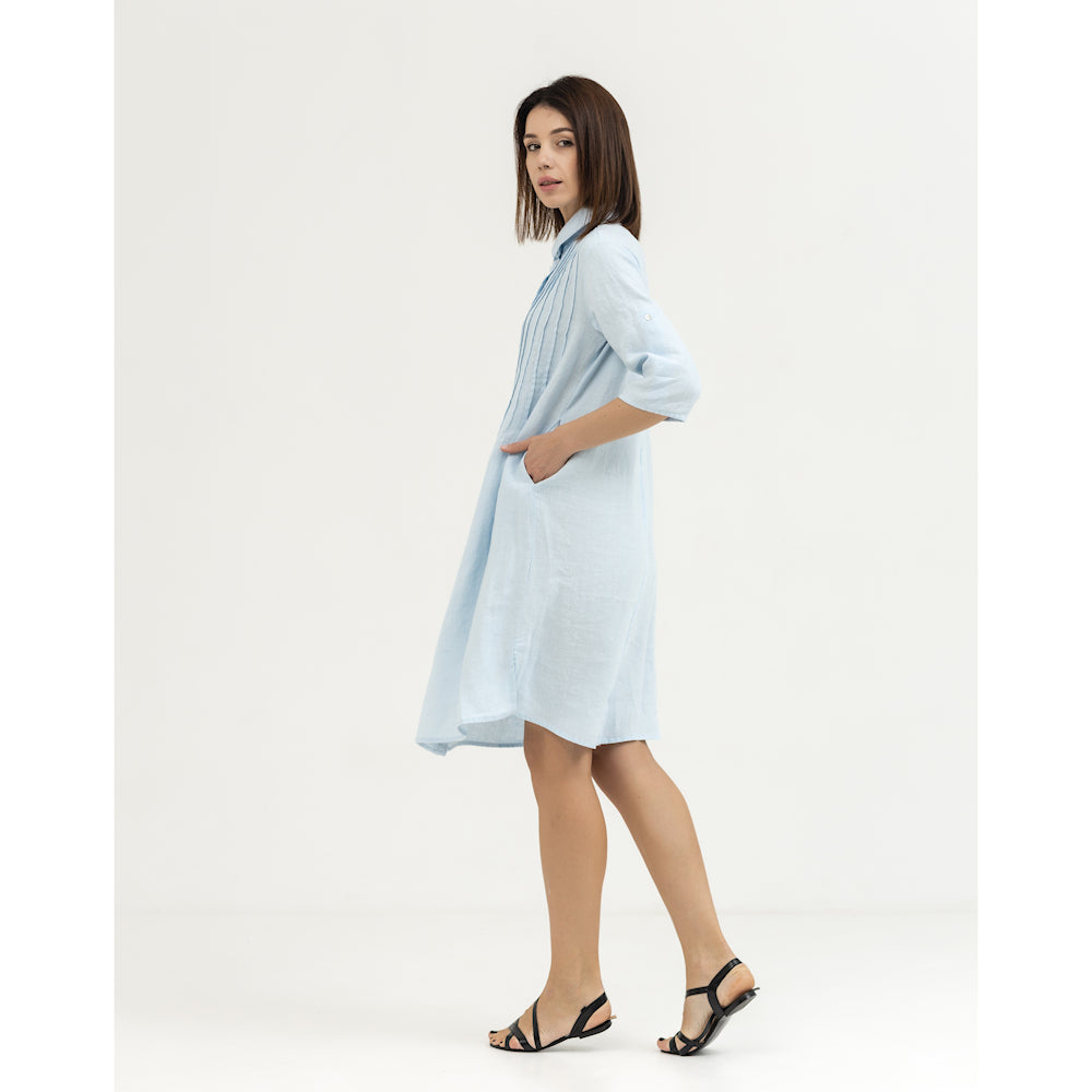 Dress Liviana - Light Blue - Stonewashed - Luxury Medium Thick Linen