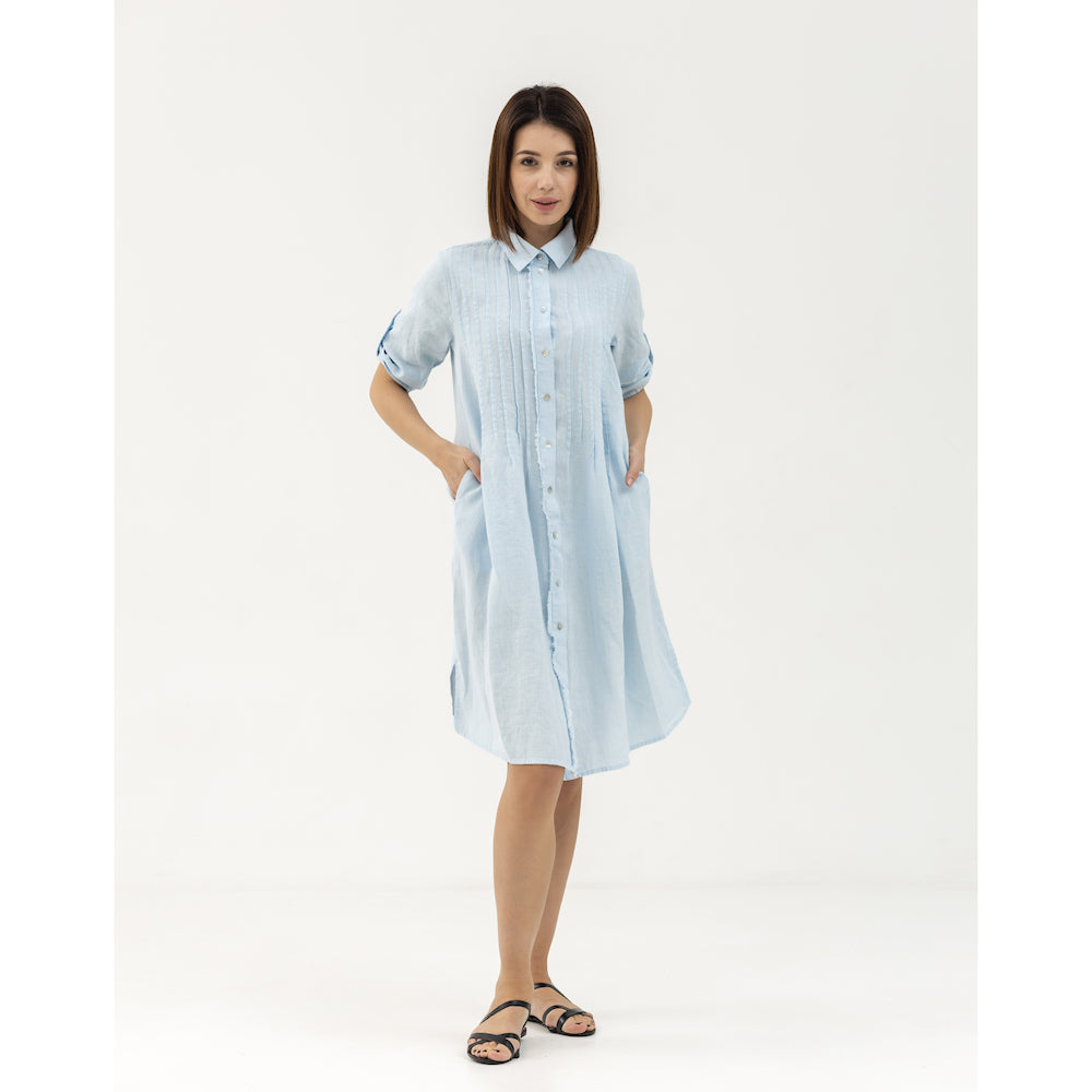 Dress Liviana - Light Blue - Stonewashed - Luxury Medium Thick Linen