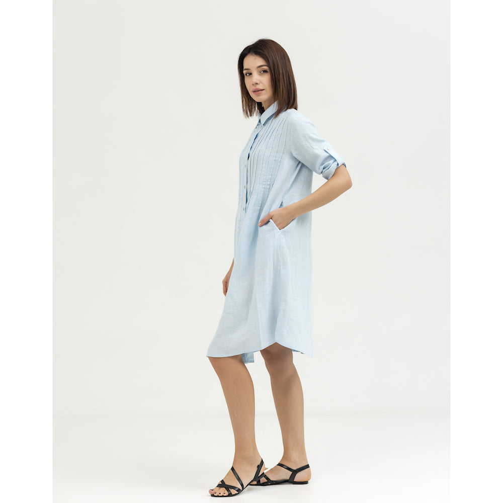 Dress Liviana - Light Blue - Stonewashed - Luxury Medium Thick Linen