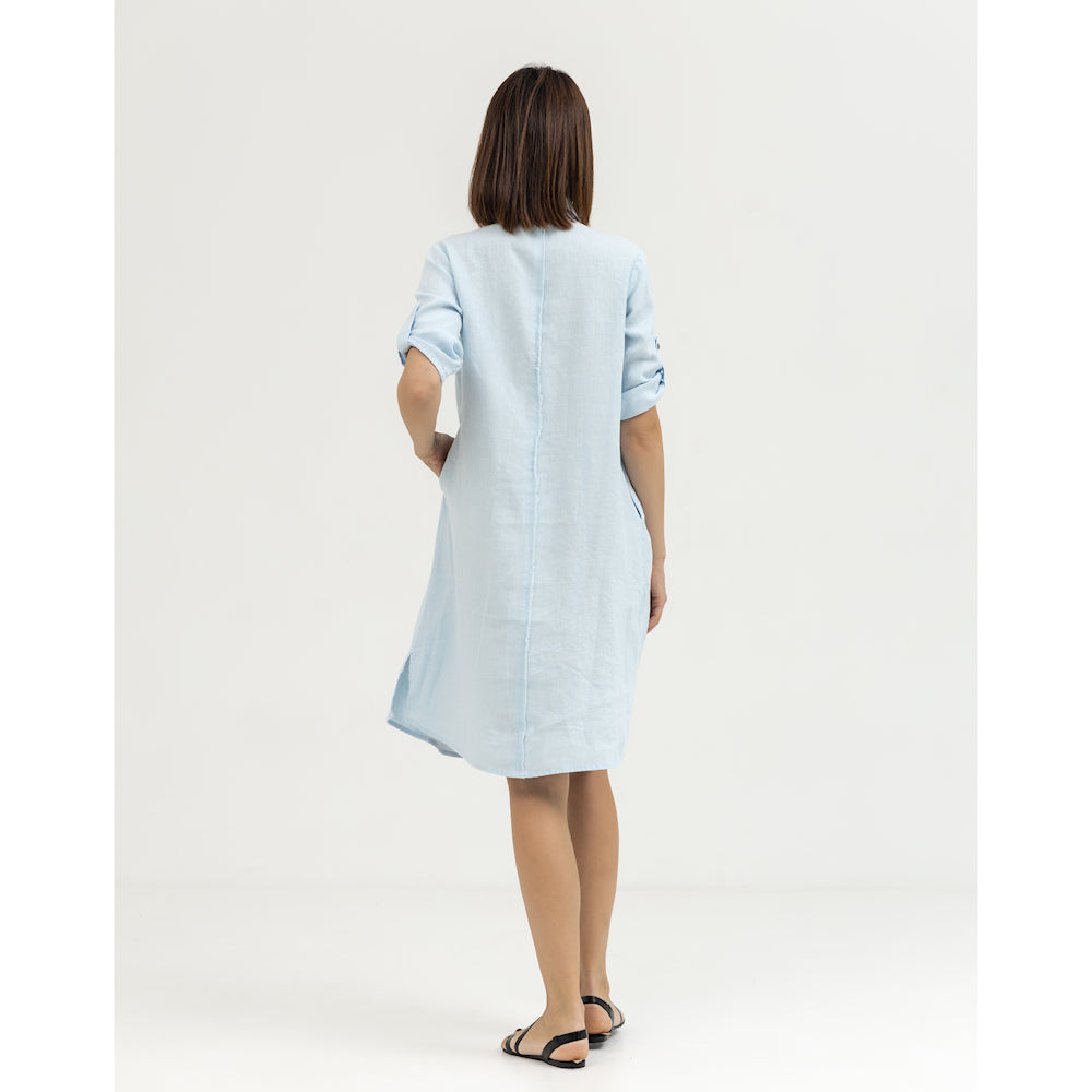 Dress Liviana - Light Blue - Stonewashed - Luxury Medium Thick Linen