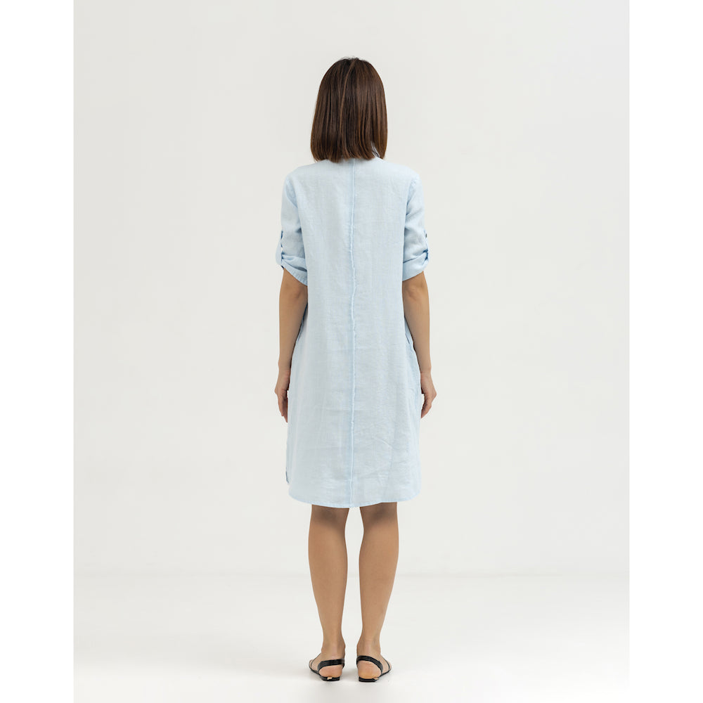 Dress Liviana - Light Blue - Stonewashed - Luxury Medium Thick Linen