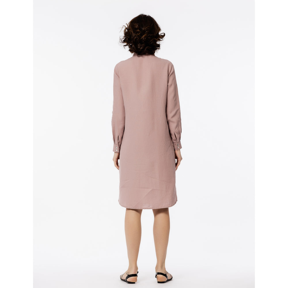 Linen Shirt-Dress - Dusty Rose - Luxury Medium Thick Linen