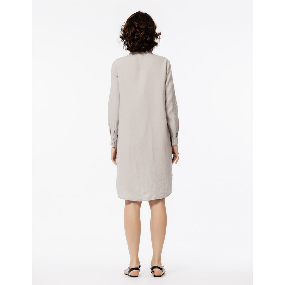 Linen Shirt-Dress - Light Grey - Luxury Medium Thick Linen