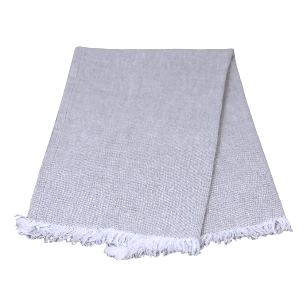 Linen Guest Towel - Stonewashed - Light Natural with Frayed Edges - Luxury Thick Linen