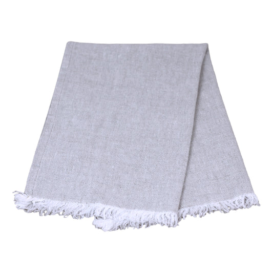 Linen Guest Towel - Stonewashed - Light Natural with Frayed Edges - Luxury Thick Linen