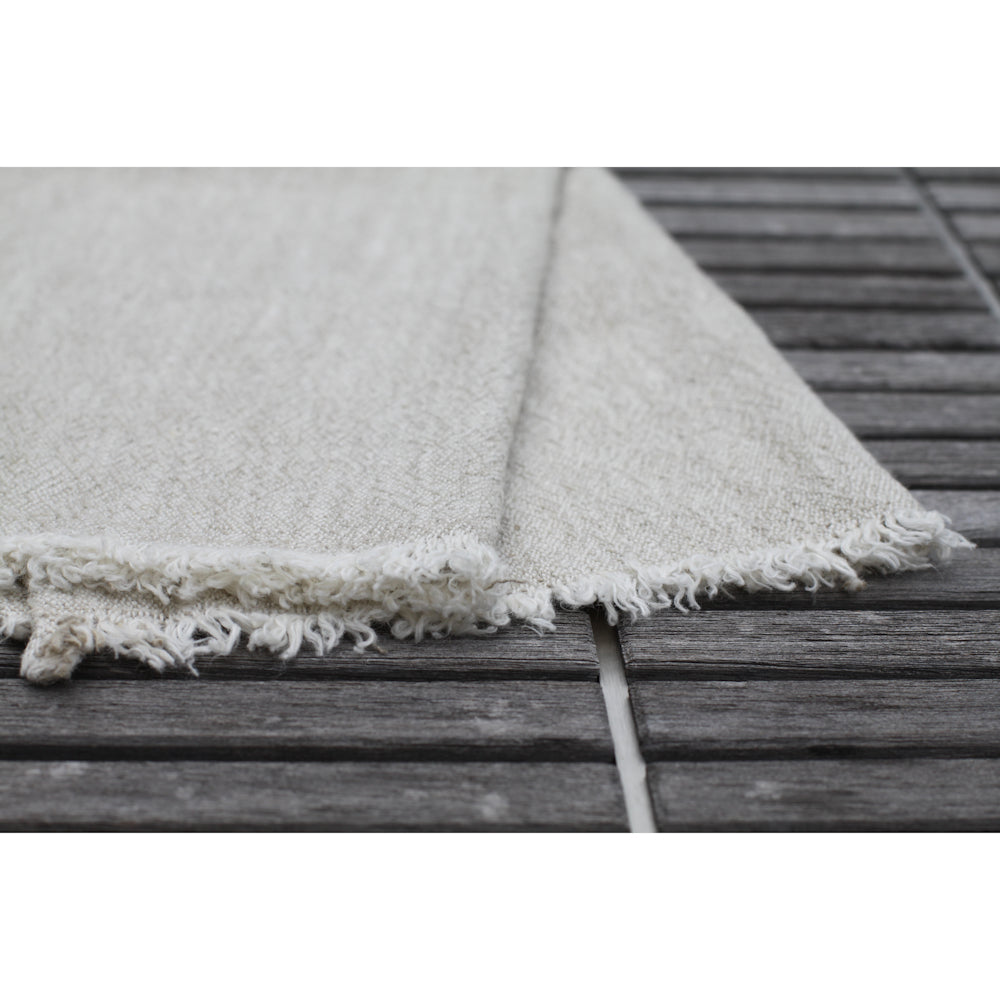 Linen Guest Towel - Stonewashed - Textured - Light Natural with Frayed Edges - Luxury Thick Linen