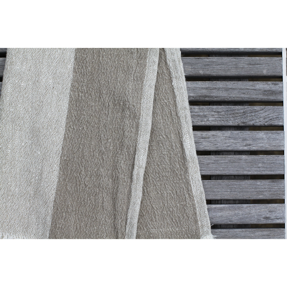 Linen Guest Towel - Stonewashed - Textured - Natural Light Natural Blocks with Frayed Edges - Luxury Thick Linen