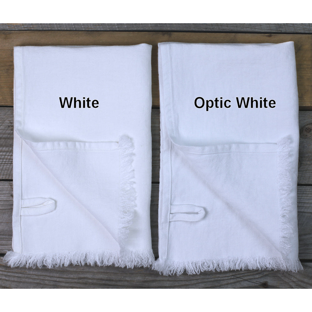 Linen Placemat - Stonewashed - Optic White with Frayed Edges - Luxury Thick Linen