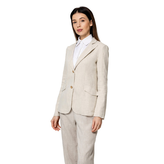 Linen Jacket - Light Natural - Stonewashed - Luxury Thick Linen