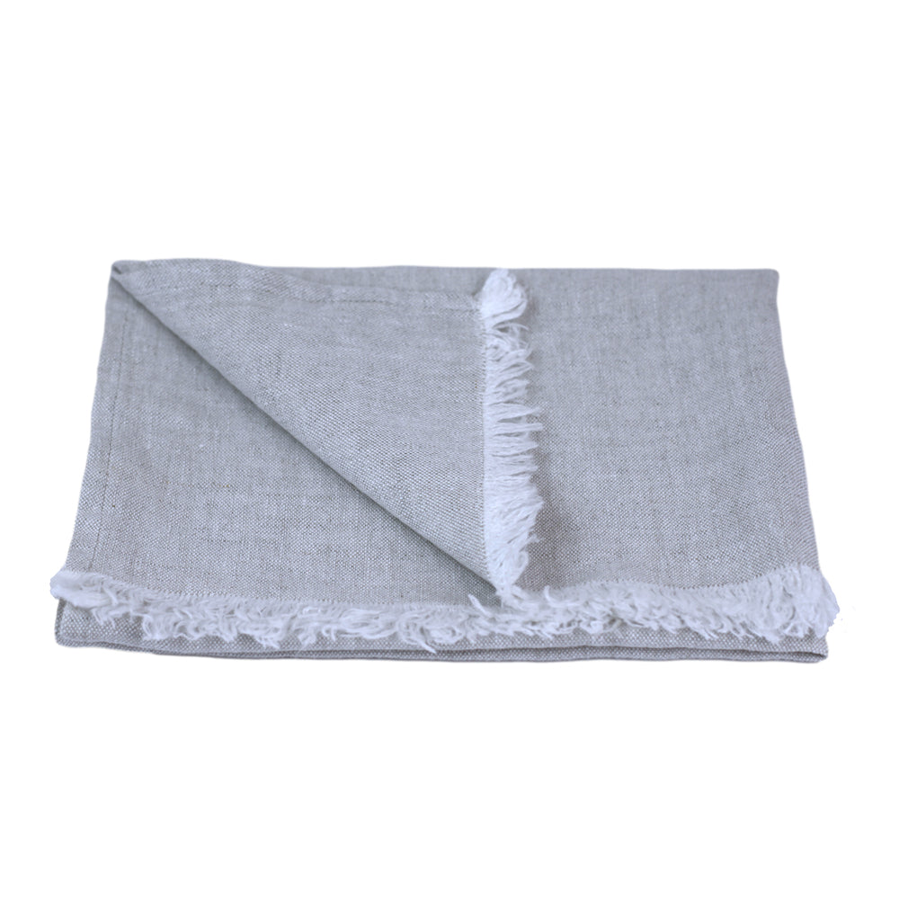 Linen Hand Towel - Stonewashed - Light Natural with Frayed Edges - Luxury Thick Linen