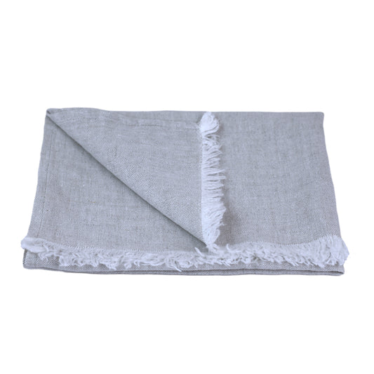 Linen Hand Towel - Stonewashed - Light Natural with Frayed Edges -  Luxury Thick Linen