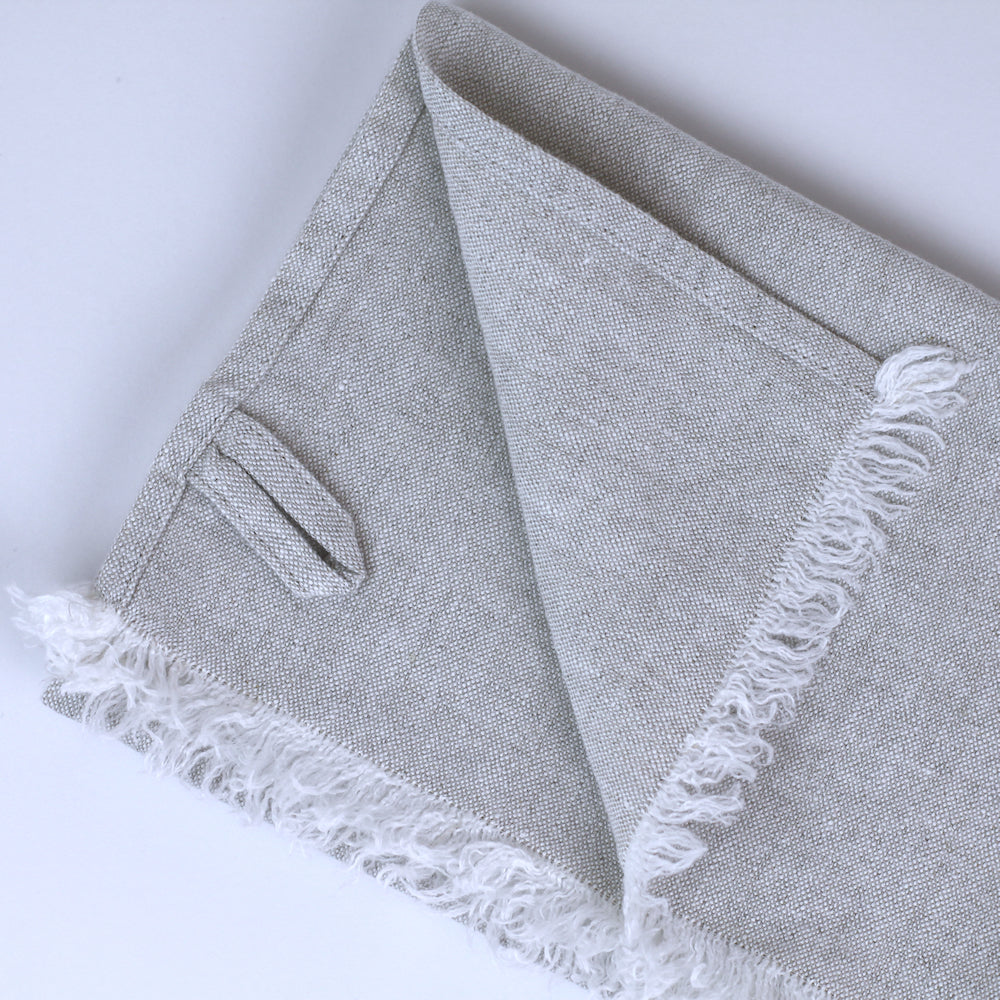 Linen Hand Towel - Stonewashed - Light Natural with Frayed Edges - Luxury Thick Linen