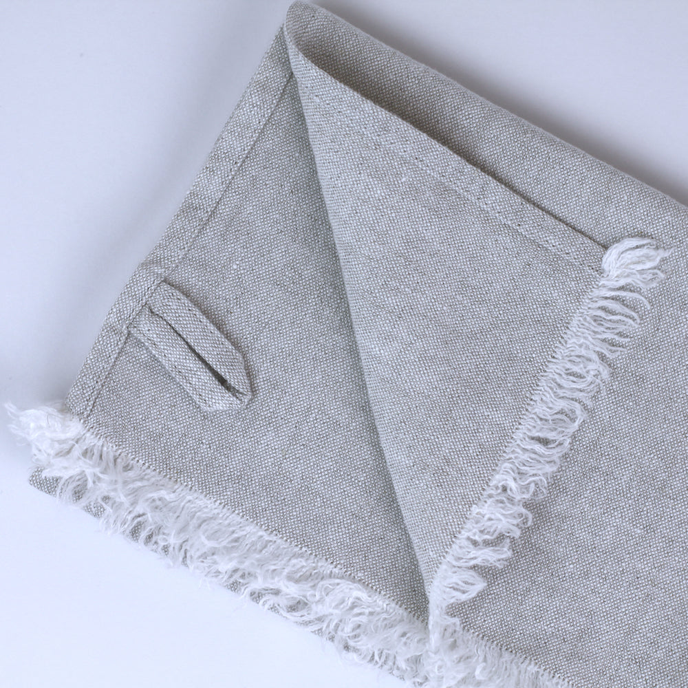 Linen Hand Towel - Stonewashed - Light Natural with Frayed Edges -  Luxury Thick Linen
