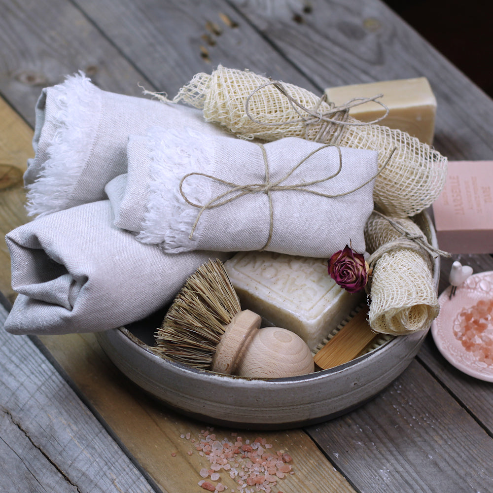 Linen Hand Towel - Stonewashed - Light Natural - Thick Linen