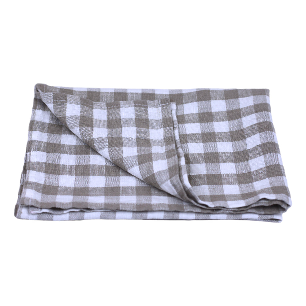 Linen Hand Towel - Stonewashed - Natural White Medium Squares - Thin Linen