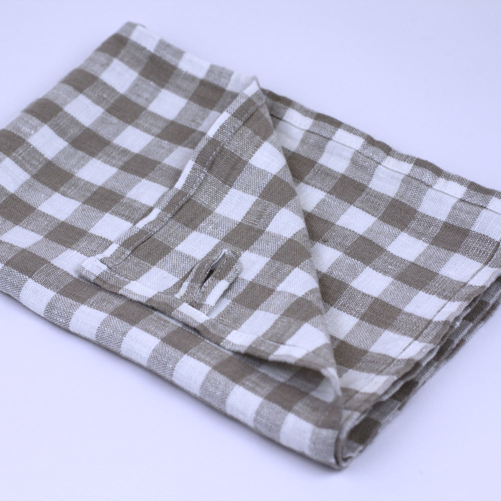 Linen Hand Towel - Stonewashed - Natural White Medium Squares - Thin Linen