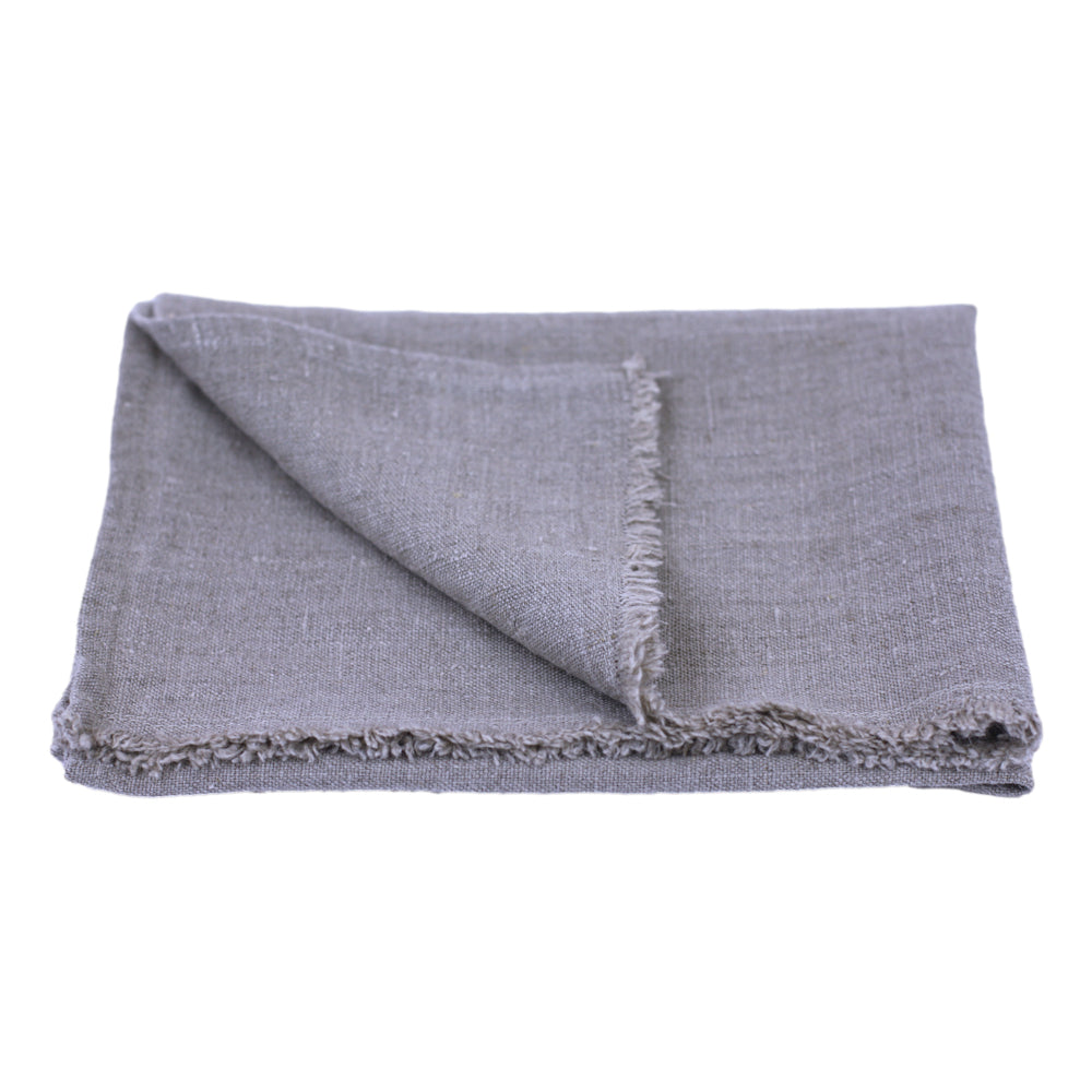 Linen Hand Towel - Stonewashed - Natural with Frayed Edges - Luxury Thick Linen