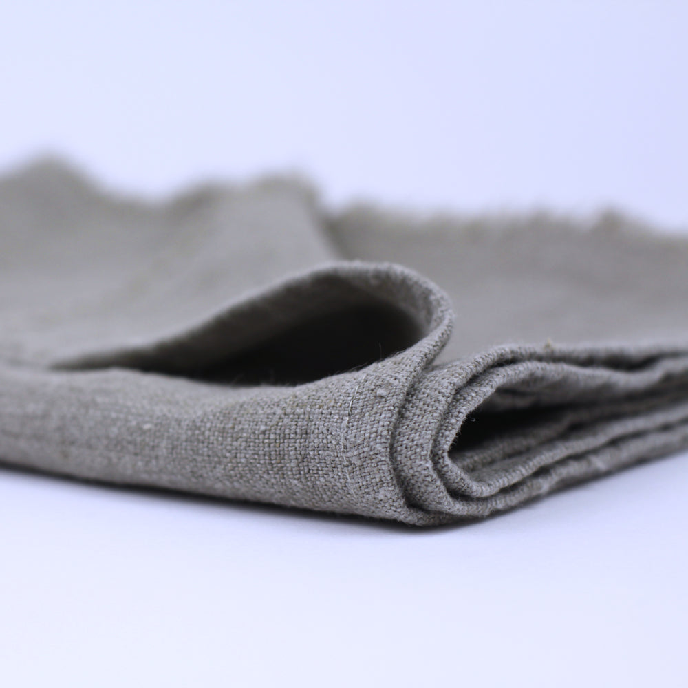 Linen Hand Towel - Stonewashed - Natural with Frayed Edges - Luxury Thick Linen