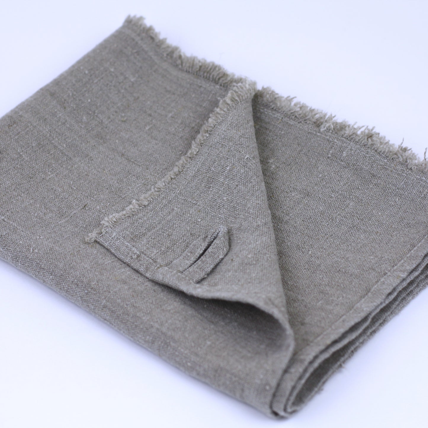 Linen Hand Towel - Stonewashed - Natural with Frayed Edges - Luxury Thick Linen