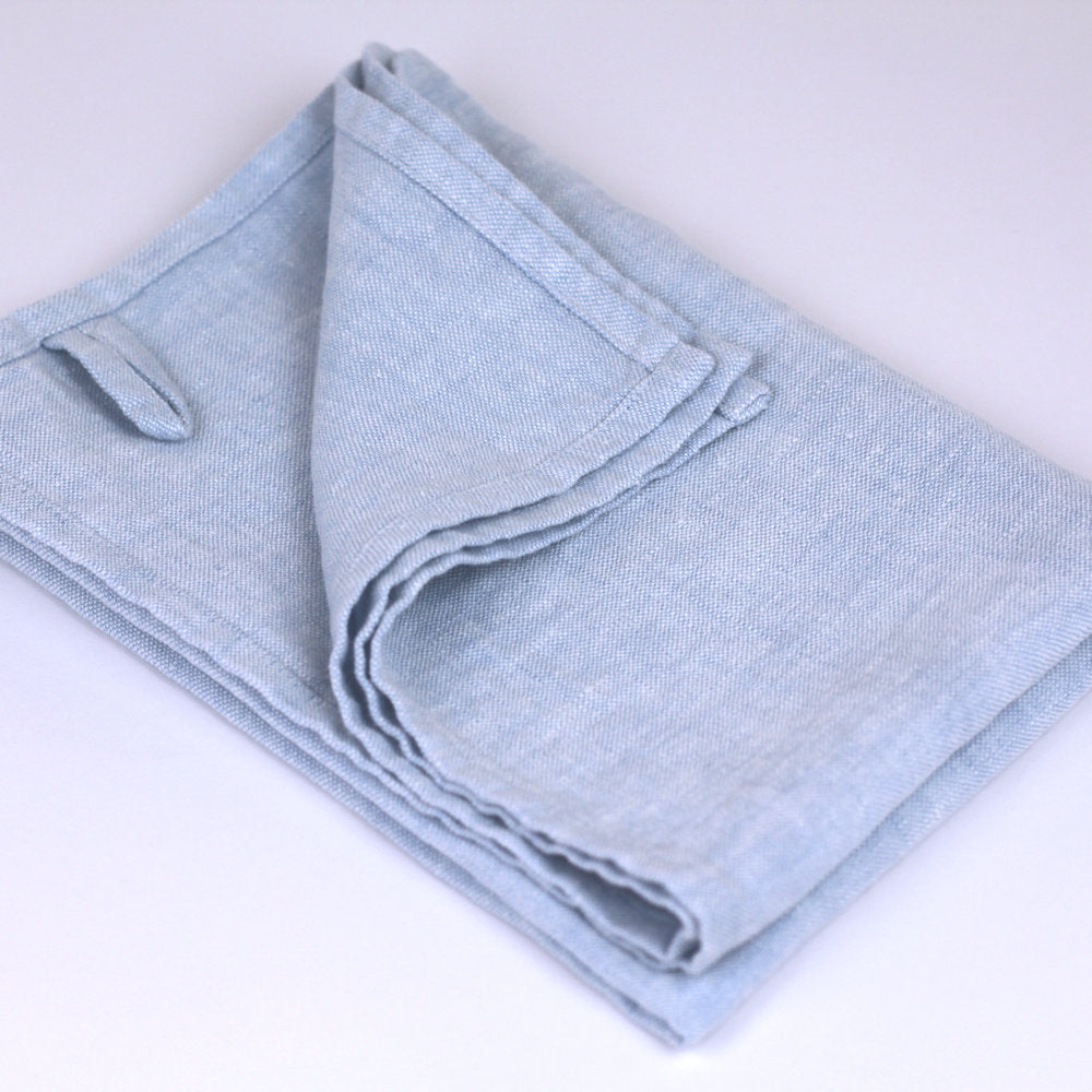 Linen Hand Towel - Stonewashed - Sky Blue - Luxury Thick Linen