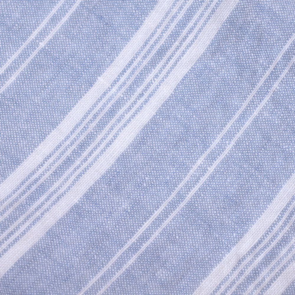 Linen Hand Towel - Stonewashed - Sky Blue with White Stripes 3 - Luxury Thick Linen