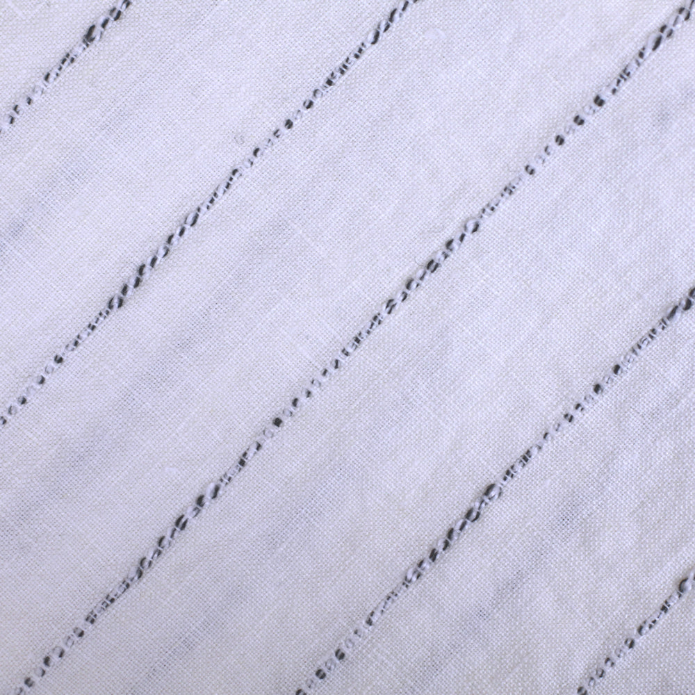 Linen Hand Towel - Stonewashed - White with Twisted Black Yarn Stripes - Medium Thick Linen