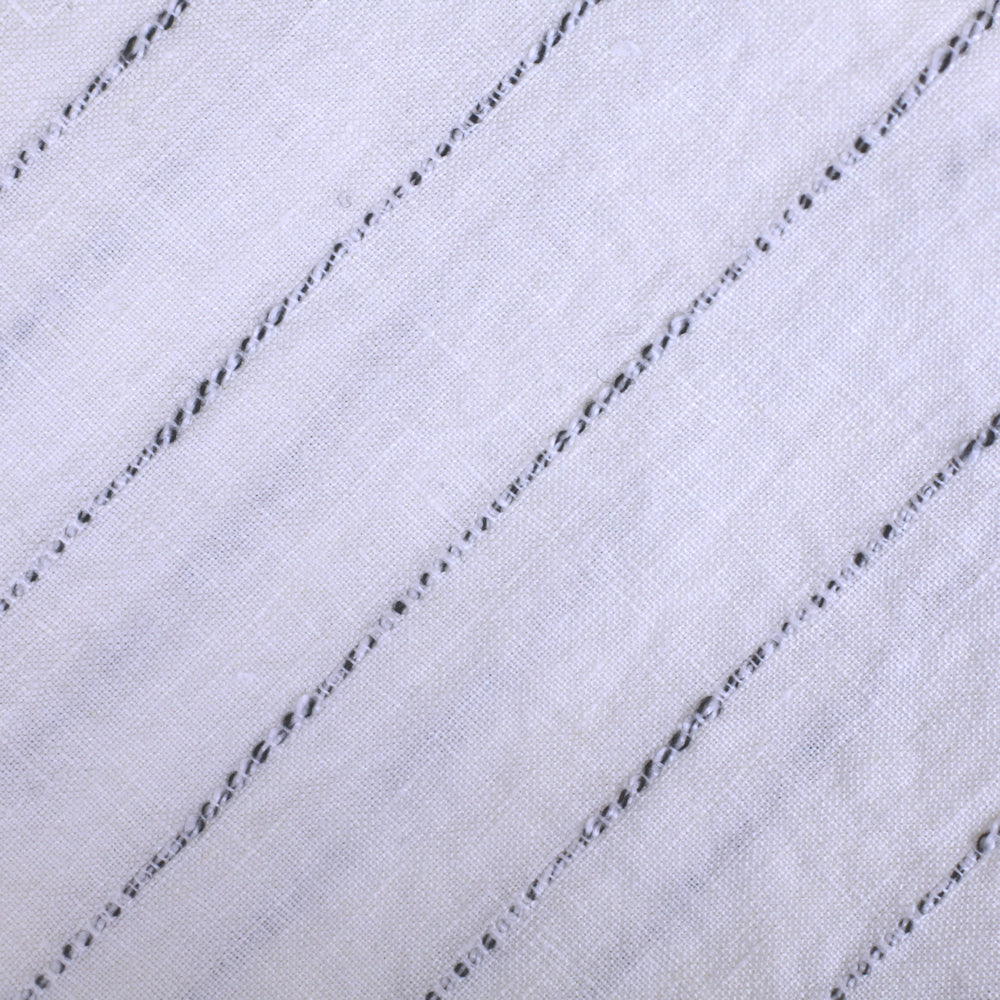 Linen Hand Towel - Stonewashed - White with Twisted Black Yarn Stripes  - Medium Thick Linen